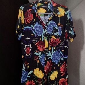 Floral Print Short Sleeve Button Down